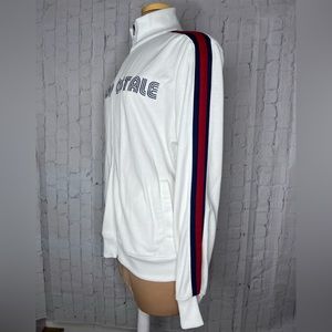 Aeropostale Mens Full Zip Logo Graphic Sweatshirt Mockneck Large White Casual